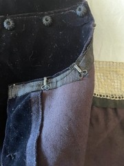Antique French Black Velvet Edwardian Blouse Handmade Lace Trim c1910 Sz S