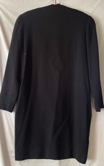 VINTAGE BONWIT TELLER, WOMEN’S 4 LBD WOOL BLACK SHEATH DRESS, RHINESTONE BUTTONS