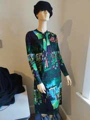 VTG Goldworm Italy Seurat Sunday Afternoon La Grande Jatte Merino Wool Dress 14