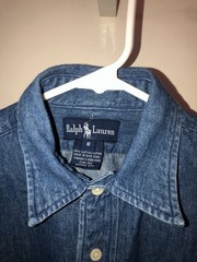 VTG Ralph Lauren 90s Button Down Denim Shirt Nautical Embroidered Crest Flag 8