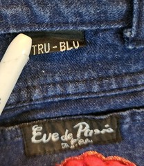 Vintage Eve De Paris Tru-Blu Jeans 5/10 Rose Embroidered Deadstock Look 100% Cot