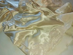 VTG SATIN SHINY LIQUID FRENCH LACY BLOOMERS KNICKERS PANTIES CAMI SET NEW 36/38