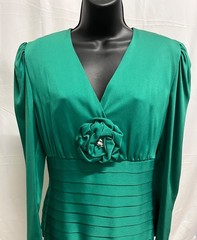 Vintage 80s Dynasty green 2PC Peplum Skirt Set by Rina di Montella Size 8