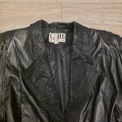 Vtg 1980’s Global Identity G-III Cropped Black Leather Goth Jacket Size Medium