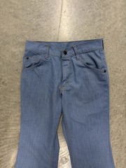 Vintage 80s Sears Put On Shop Cotton Blend Blue Flare Pants 28×31 (fits 27×30)