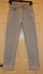 90’s Levi’s VTG 501 Button Fly Jeans Women 27.5 x30 Distressed Light Blue-4C