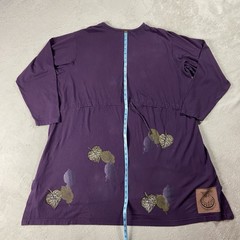 VTG 90’s Blue Fish Oversized Tunic Leaf Print Plum Women’s O/S Lagenlook READ
