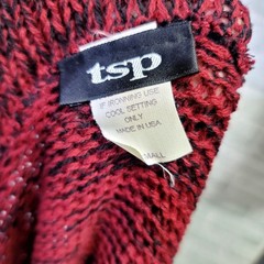Vintage 90s TSP Womens S Red Black Ombre Open Knit Cardigan Duster Tie Front