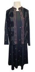 Vintage Gossamer Hal Ferman 1970’s Dress Jacket Suit Pleated Dot Floral Large