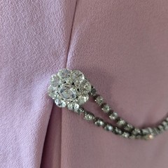 VTG 60s Pink Mini Dress With Rhinestone Detail, S/4, Mock Neck