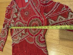 Vintage Black Tie Oleg Cassini Orange red Beaded Dress Size 4 all sequin gala