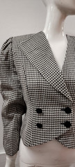 Neiman Marcus Wide Big Shoulders Avante-garde Jacket Wool Black Houndstooth 80s
