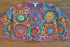90’s Vintage Colorful Grandma Crochet Long Sleeve Sweater