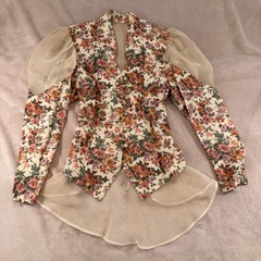 Vintage 80’s Floral Cottagecore Prairie Skirt Top Set Puff Romantic Fairy Sz 5