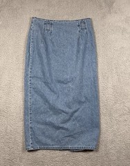 Vintage 80s Hunt Club Denim Midi Skirt Classic High Waist Jean Skirt 10 Petite