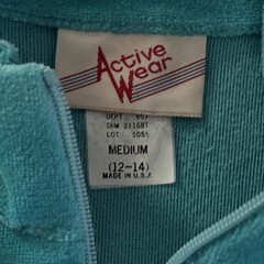 Vintage 80s 90’s Brand Active Wear Teal Velour Jogging Track Suit Talon Zipper