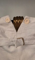 ANTIQUE VICTORIAN 19TH C MEN’S WHITE RIDING BREECHES PANTS W BUCKLE BACK