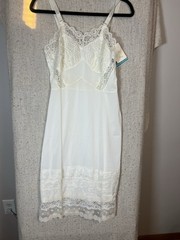 Vintage Dress Slip Size 32 NWT Lace Trim Multiple Levels At Hem Boho Festival