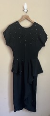 Dress Peplum 80s 90s Vintage Black Sheath Womens Medium Party Jewel Cocktail