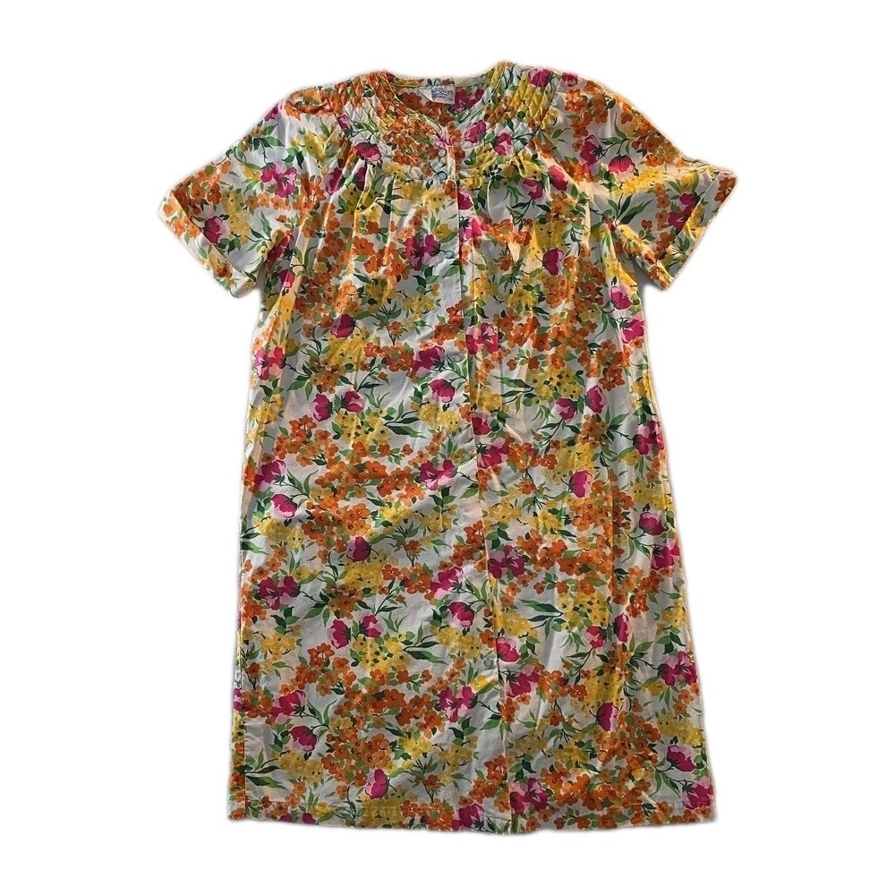 Vintage Multicolor Floral Grand Design Housecoat – Size M