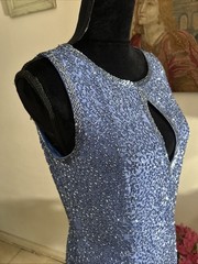 VNTG~Black Tie~Oleg Cassini~Cornflower Blue~Evening Dress~Ornate Beading~Sz 8