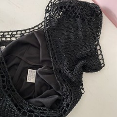 Gorgeous Vintage CACHÉ Black Beaded Crochet Knit Midi Dress XS/S/M