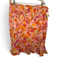 Talbots Vintage Women’s 18 Floral Tulip Skirt Pink Orange Resort Tropical Preppy