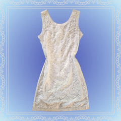 medium mid-length vintage hand beaded ivory Scala wedding dress