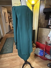 VINTAGE 1980s PATRA DRESS GREEN BEADS SEQUINS OVERLAY POLYESTER SIZE 12