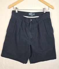 Vintage 90s Polo Ralph Lauren Tyler Chino Shorts Navy Pleated Women 10 Cotton