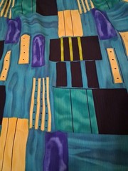 Vintage 80s All Hours Blue/Green/Yellow Long Sleeve Button Front Blouse Sz L