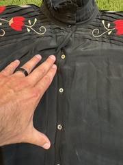 Vintage VTG Jerri Sherman Women’s Silk Black Long Sleeve Blouse Cowgirl Floral