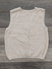 VTG Embroidered Knit Button Up Sweater Vest Grandmacore Women’s L Neutral Beige