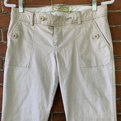 Vtg 90s/Y2K Abercrombie Khaki Chino Size 4 Low Rise Preppy Distressed Cuffed