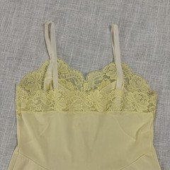 Vintage Sears Nylon Lace Full Slip Yellow Size 34 Dainty