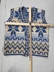 Vintage Denim Republic Vest Acrylic Geometric Design Size Small made In USA
