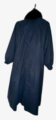Navy Trench, Fox Fur Tuxedo Collar, Removable Sheered Fur Liner, Satin Lining