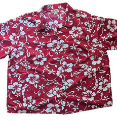 Vintage Hilo Hattie red white floral women 3XL 100% cotton vacation beach travel