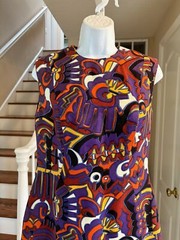 Mr Blackwell Custom Vintage 60s Long Silk Maxi Dress Mod Modern Design S Mint