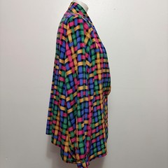 Lady Eva Laurel Blouse Womens 18W Multicolor Vintage 80s Basket Weave Wrap Top