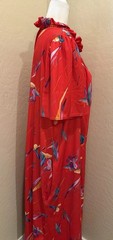 Vintage Granada Tropical Floral Caftan Lounger House Dress Robe Gown Red SZ 3XL