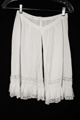 Antique French Victorian White Cotton Bloomers 26″ Waist Excellent Condition