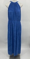 70s Vintage Niki-Lu Terrycloth halter dress Summer Blue Beach Party Swim Cover