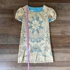 60s VINTAGE Lisa Ross California Lace Shift Dress Turquoise Lined Size 7 #10E3