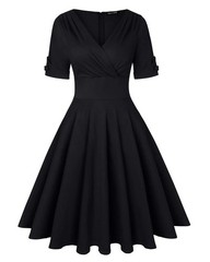 MINTLIMIT Women’s 1950s Vintage Wrap V Neck Half Sleeve Retro Cocktail Swing …