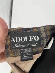 Vtg 80s Adolfo Intl Wool Pencil Skirt Small Plaid Dark Academia Preppy School