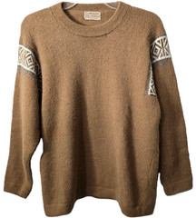 Vintage Peruvian Baby Alpaca Sweater L Knit Crew Neck Pullover Brown Ski Soft