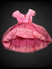 Vintage 1950’s Pink Satin Tulle Velvet Formal Prom Dress With Veil Belt XS