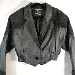 Leather Jacket Global Identity G-III Embossed Suede Accents Shoulder Pads