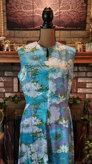 Vintage 70’s Floral Lurex Metallic Sleeveless Boho Maxi Dress M/L